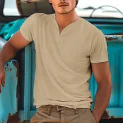 Men's T Shirt Tee Top Short Sleeve V Neck Summer Plain Sports Fashion Lightweight V Neck Vacation Casual Holiday Dark Grey Black White Top Tee for Men