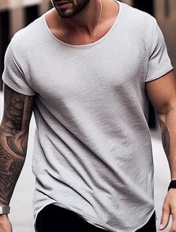 Men's T Shirt Tee Top Short Sleeves Crew Neck Summer Plain Fashion Designer Basic Vacation Street Going out Black White Blue Top Tee for Men
