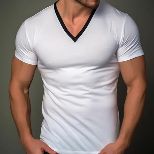 Men's T Shirt Tee Top Short Sleeves V Neck Summer Plain Fashion Designer Basic Vacation Street Going out Black White Khaki Top Tee for Men
