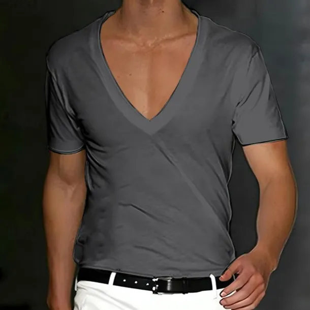 Men's T Shirt Tee Top Short Sleeves V Neck Summer Plain Designer Basic Modern Contemporary Classic Style Vacation Street Going out Black White Red Top Tee for Men