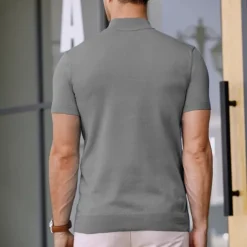Men's T Shirt Turtleneck shirt Knit Tee Tee Top Short Sleeves Turtleneck Summer Plain Fashion Designer Basic Knitting Vacation Street Going out Black White Navy Blue Top Tee for Men