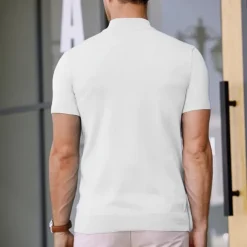 Men's T Shirt Turtleneck shirt Knit Tee Tee Top Short Sleeves Turtleneck Summer Plain Fashion Designer Basic Knitting Vacation Street Going out Black White Navy Blue Top Tee for Men