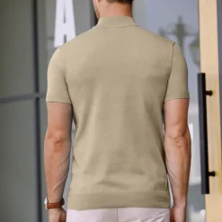 Men's T Shirt Turtleneck shirt Knit Tee Tee Top Short Sleeves Turtleneck Summer Plain Fashion Designer Basic Knitting Vacation Street Going out Black White Navy Blue Top Tee for Men