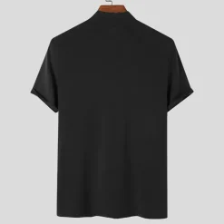 Men's T Shirt Turtleneck shirt Short Sleeve Stand Collar Summer Spring Plain Fashion Casual Comfortable Vacation Street Holiday Black White Red Top Tee for Men