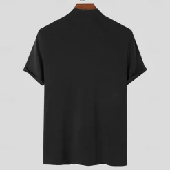 Men's T Shirt Turtleneck shirt Short Sleeve Turtleneck Summer Spring Plain Fashion Casual Comfortable Soft Home Causal Weekend Black White Gray Top Tee for Men