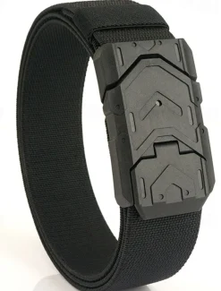 Men's Tactical Belt Magnetic Buckle Belt Waist Belt Black Royal Blue Nylon Durable Adjustable Plain Outdoor Daily