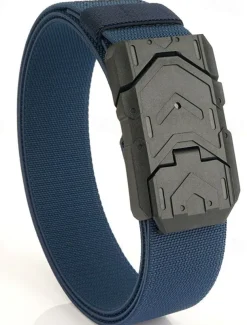 Men's Tactical Belt Magnetic Buckle Belt Waist Belt Black Royal Blue Nylon Durable Adjustable Plain Outdoor Daily