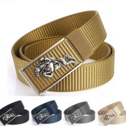 Men's Tactical Belt Nylon Web Work Belt Black Kakhi Nylon Plain Daily Wear Going out Weekend
