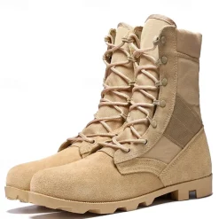 Men's Tactical Combat Boots – High-Top Military Desert Boots with Lace-Up Design for Outdoor Hiking & Work