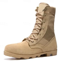 Men's Tactical Combat Boots – High-Top Military Desert Boots with Lace-Up Design for Outdoor Hiking & Work