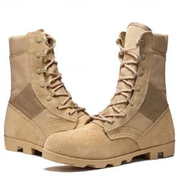 Men's Tactical Combat Boots – High-Top Military Desert Boots with Lace-Up Design for Outdoor Hiking & Work
