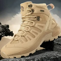 Men's Tactical Hiking Boots - Lightweight Desert Combat Boots with Breathable Mesh and Anti-Slip Sole for Outdoor Adventures