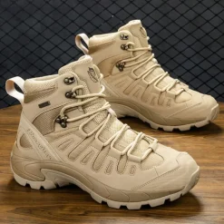 Men's Tactical Hiking Boots - Lightweight Desert Combat Boots with Breathable Mesh and Anti-Slip Sole for Outdoor Adventures