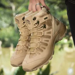 Men's Tactical Hiking Boots - Lightweight Desert Combat Boots with Breathable Mesh and Anti-Slip Sole for Outdoor Adventures
