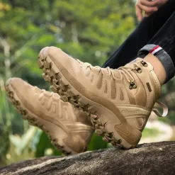 Men's Tactical Hiking Boots - Lightweight Desert Combat Boots with Breathable Mesh and Anti-Slip Sole for Outdoor Adventures