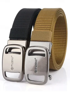 Men's Tactical Nylon Belt – Durable Military-Style Webbing Belt with Metal Buckle for Outdoor, Hiking, and Workwear