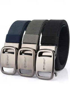 Men's Tactical Nylon Belt – Durable Military-Style Webbing Belt with Metal Buckle for Outdoor, Hiking, and Workwear