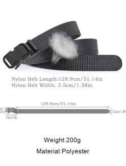 Men's Tactical Nylon Belt with Heavy-Duty Quick-Release Buckle, Adjustable Durable Design for Outdoor Activities, Hiking, and Casual Wear