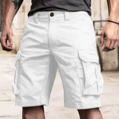 Men's Tactical Shorts Cargo Shorts Shorts Buttons Multi Pocket Plain Wearable Short Outdoor Daily Camping & Hiking Fashion Classic White Royal Blue