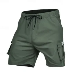 Men's Tactical Shorts Cargo Shorts Shorts Drawstring Elastic Waist Multi Pocket Plain Wearable Short Outdoor Daily Going out Fashion Classic Black Army Green