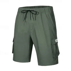 Men's Tactical Shorts Cargo Shorts Shorts Drawstring Elastic Waist Multi Pocket Plain Wearable Short Outdoor Daily Going out Fashion Classic Black Army Green