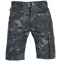 Men's Tactical Shorts Cargo Shorts Camping Shorts Shorts Hiking Shorts Elastic Waist Multi Pocket Plain Waterproof Wearable Knee Length Outdoor Casual Daily Fashion Streetwear Camouflage Black