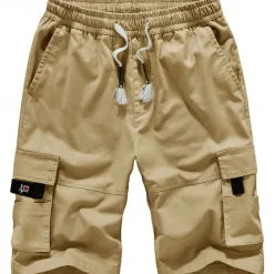 Men's Tactical Shorts Cargo Shorts Camo Shorts Summer Shorts Drawstring Elastic Waist Solid Color Camo / Camouflage Ripstop Breathable Black Army Green