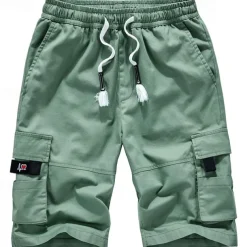 Men's Tactical Shorts Cargo Shorts Camo Shorts Summer Shorts Drawstring Elastic Waist Solid Color Camo / Camouflage Ripstop Breathable Black Army Green