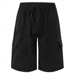 Men's Tactical Shorts Cargo Shorts Shorts Drawstring Elastic Waist Multi Pocket Plain Wearable Short Outdoor Daily Camping & Hiking Fashion Classic Black Navy Blue