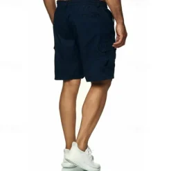 Men's Tactical Shorts Cargo Shorts Shorts Drawstring Elastic Waist Multi Pocket Plain Wearable Short Outdoor Daily Camping & Hiking Fashion Classic Black Navy Blue