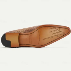 Men's Tan Crocodile Embossed Leather Loafers with Tassel Detail – Premium Cowhide Formal & Casual Dress Shoes