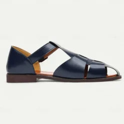 Men's Tan Faux Leather Open-Toe Sandals with Adjustable Buckle Strap, Casual Style for Everyday Wear