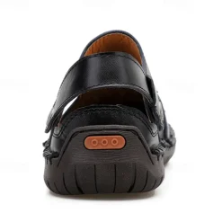 Men's Tan Faux Leather Outdoor Sandals with Adjustable Strap, Breathable Design, and Cushioned Sole for Comfort and Durability - Ideal for Summer Activities