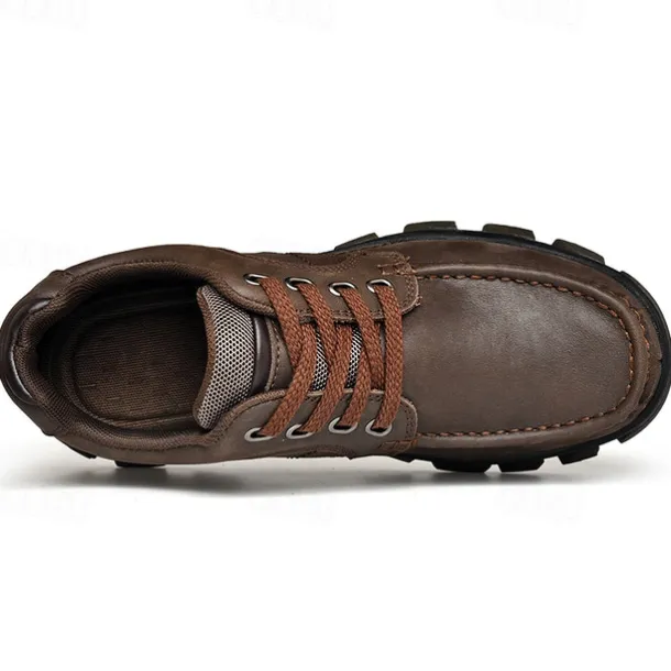 Men's Tan Lace-Up Sneakers with Traction Rubber Outsoles - Comfortable and Breathable for Outdoor Adventures and Casual Day Wear