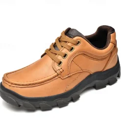 Men's Tan Lace-Up Sneakers with Traction Rubber Outsoles - Comfortable and Breathable for Outdoor Adventures and Casual Day Wear