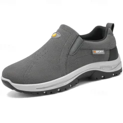 Men's Tan Slip-On Hiking Shoes - Lightweight Outdoor Walking Sneakers with Non-Slip Sole for Trekking and Daily Wear