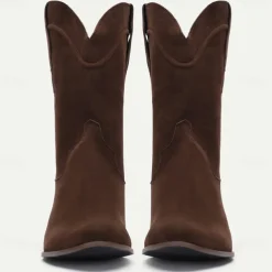 Men's Tan Suede Western Cowboy Boots - Classic Mid-Calf Design for Outdoor and Casual Wear