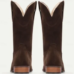Men's Tan Suede Western Cowboy Boots - Classic Mid-Calf Design for Outdoor and Casual Wear