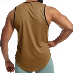 Men's Tank Top Fitness Tank Tank Undershirt Crew Neck Sleeveless Sport Casual Daily Gym Breathable Soft Plain Black Yellow Activewear Fashion Basic