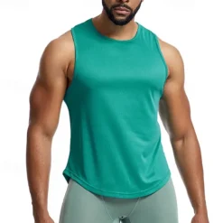 Men's Tank Top Fitness Tank Tank Undershirt Crew Neck Sleeveless Sport Casual Daily Gym Breathable Soft Plain Black Yellow Activewear Fashion Basic