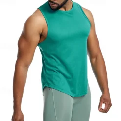 Men's Tank Top Fitness Tank Tank Undershirt Crew Neck Sleeveless Sport Casual Daily Gym Breathable Soft Plain Black Yellow Activewear Fashion Basic