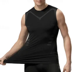 Men's Tank Top Fitness Tank Tank Undershirt Crew Neck Sleeveless Sport Casual Daily Gym Breathable Soft Color Block Black White Activewear Fashion Basic