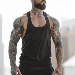 Men's Tank Top Fitness Tank Tank Undershirt U Neck Sleeveless Sport Casual Daily Gym Breathable Soft Plain Black White Activewear Fashion Basic