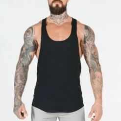 Men's Tank Top Fitness Tank Tank Undershirt U Neck Sleeveless Sport Casual Daily Gym Breathable Soft Plain Black White Activewear Fashion Basic