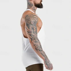 Men's Tank Top Fitness Tank Tank Undershirt U Neck Sleeveless Sport Casual Daily Gym Breathable Soft Plain Black White Activewear Fashion Basic