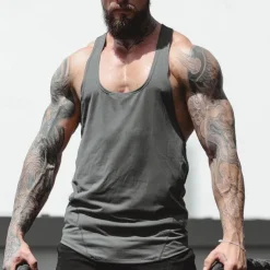 Men's Tank Top Fitness Tank Tank Undershirt U Neck Sleeveless Sport Casual Daily Gym Breathable Soft Plain Black White Activewear Fashion Basic