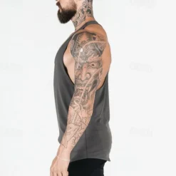 Men's Tank Top Fitness Tank Tank Undershirt U Neck Sleeveless Sport Casual Daily Gym Breathable Soft Plain Black White Activewear Fashion Basic