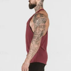 Men's Tank Top Fitness Tank Tank Undershirt U Neck Sleeveless Sport Casual Daily Gym Breathable Soft Plain Black White Activewear Fashion Basic