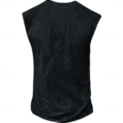 Men's Tank Top Henley Shirt Sleeveless Henley Summer Print Vintage Buttons Vacation Casual Black White Yellow Top Tee for Men