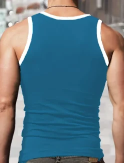 Men's Tank Top Sleeveless U Neck Summer Color Block Fashion Designer Muscle Outdoor Going out Gym Black Red Royal Blue Top Tee for Men